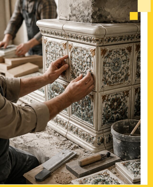 Изразцовые камины под ключ в Королёве: проект и монтаж