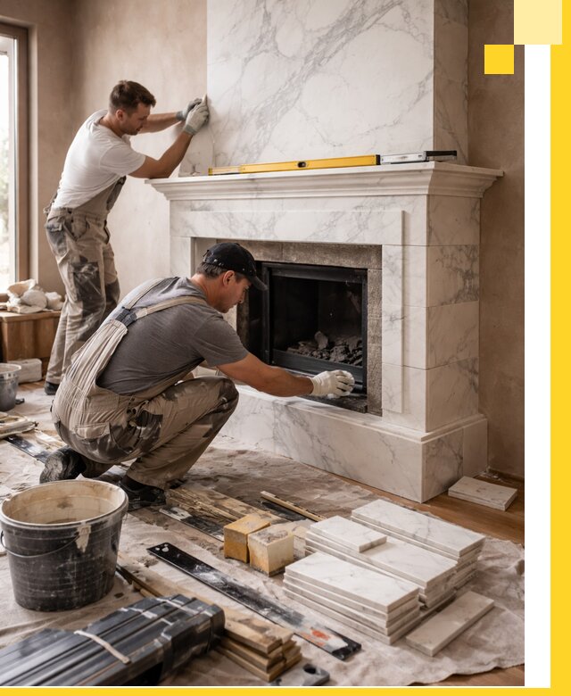 Отделка каминов в Королёве качественные облицовочные работы