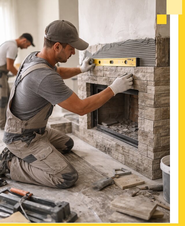 Облицовка каминов в Королёве, монтаж и отделка натуральным камнем