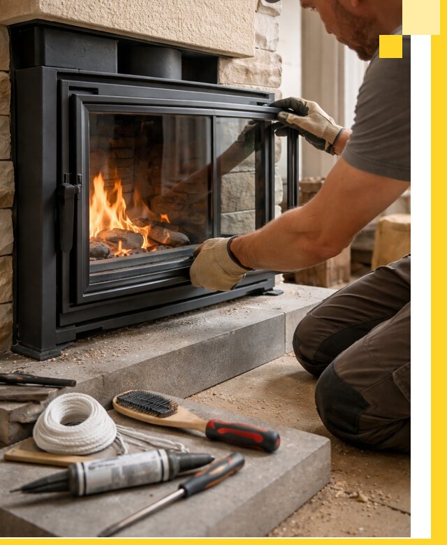 Производство, монтаж и доставка каминов со стеклом в Королёве