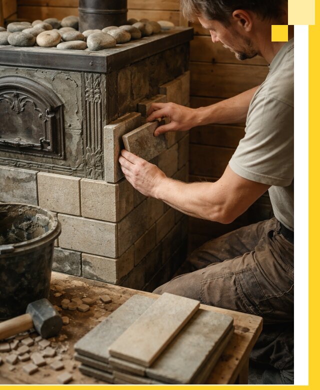 Облицовка банных печей в Королёве профессиональная отделка