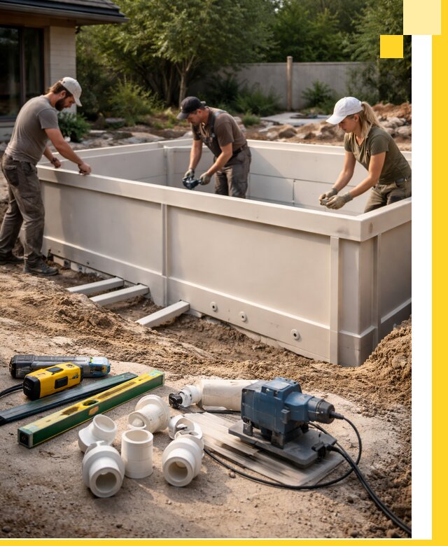 Установка полипропиленовых бассейнов под ключ в Королёве