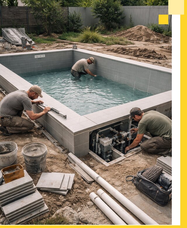 Строительство и монтаж бассейнов для дачи под ключ в Королёве