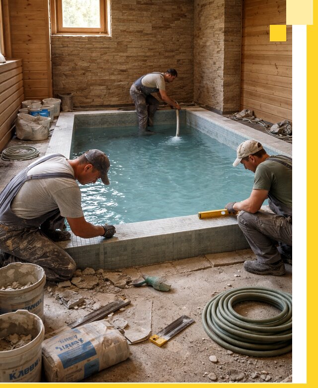 Проектирование и строительство бассейнов для бани в Королёве