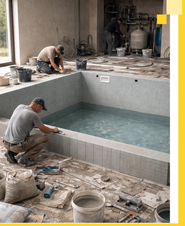 Строительство и монтаж бассейнов в помещении в Королёве