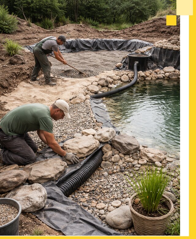 Строительство природных бассейнов и озер в Королёве под ключ