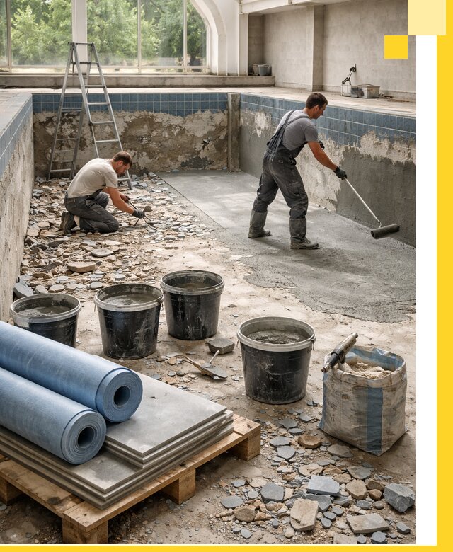 Реконструкция бассейнов в Королёве: ремонт, гидроизоляция