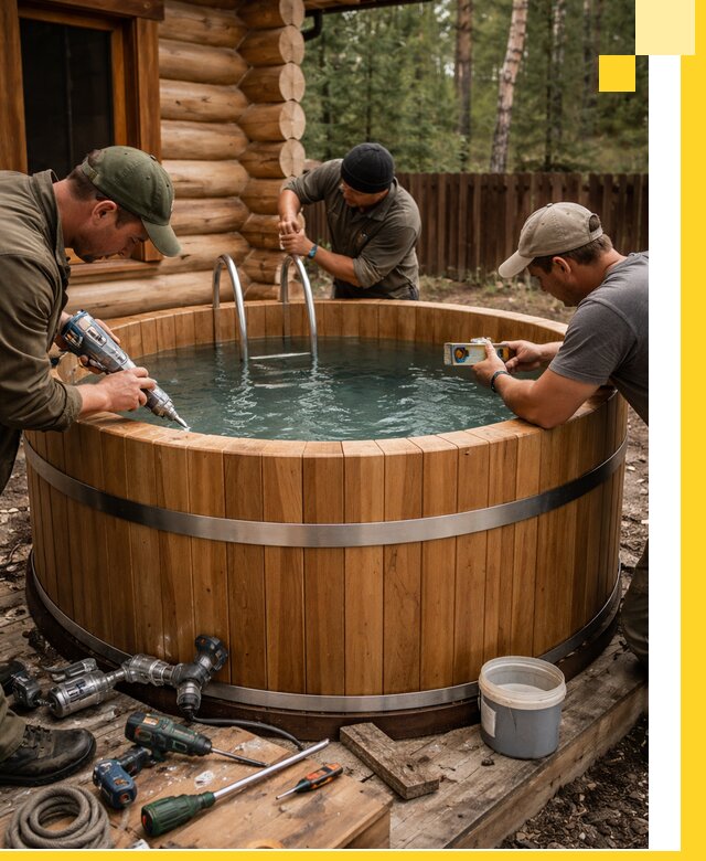 Строительство бань с купелью под ключ и отделкой в Королёве