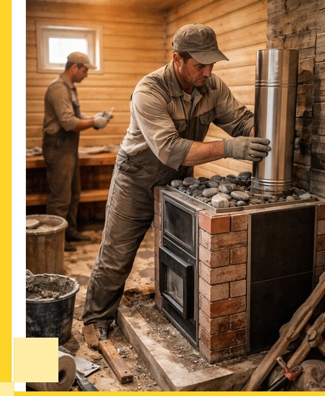 Монтаж печи в бане под ключ в Королёве от 20794 р. | ЭриданКор