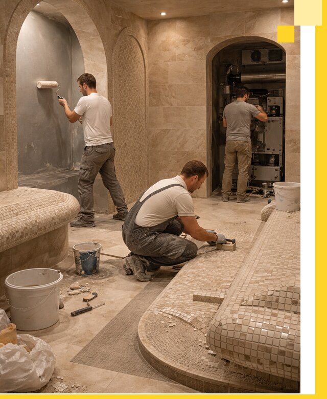 Строительство бани с хамамом и бассейном под ключ в Королёве