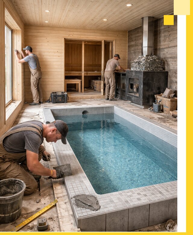 Проект бани с бассейном и сауной в Королёве под ключ