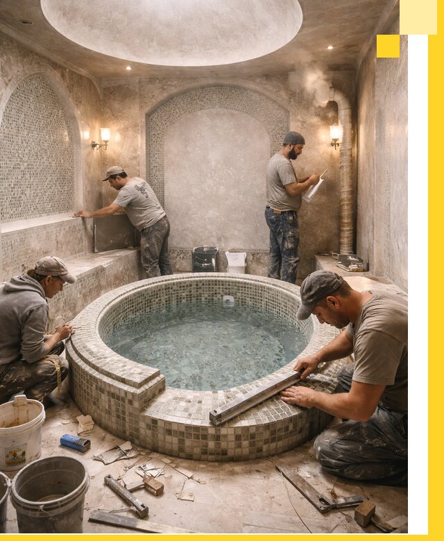 Профессиональное строительство хамама с бассейном в Королёве под ключ