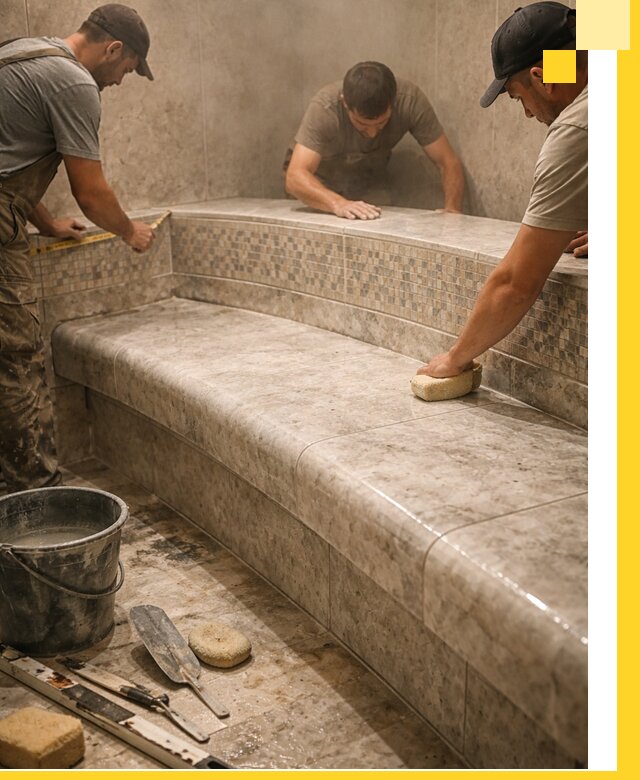 Изготовление и установка сидений для хамама в Королёве